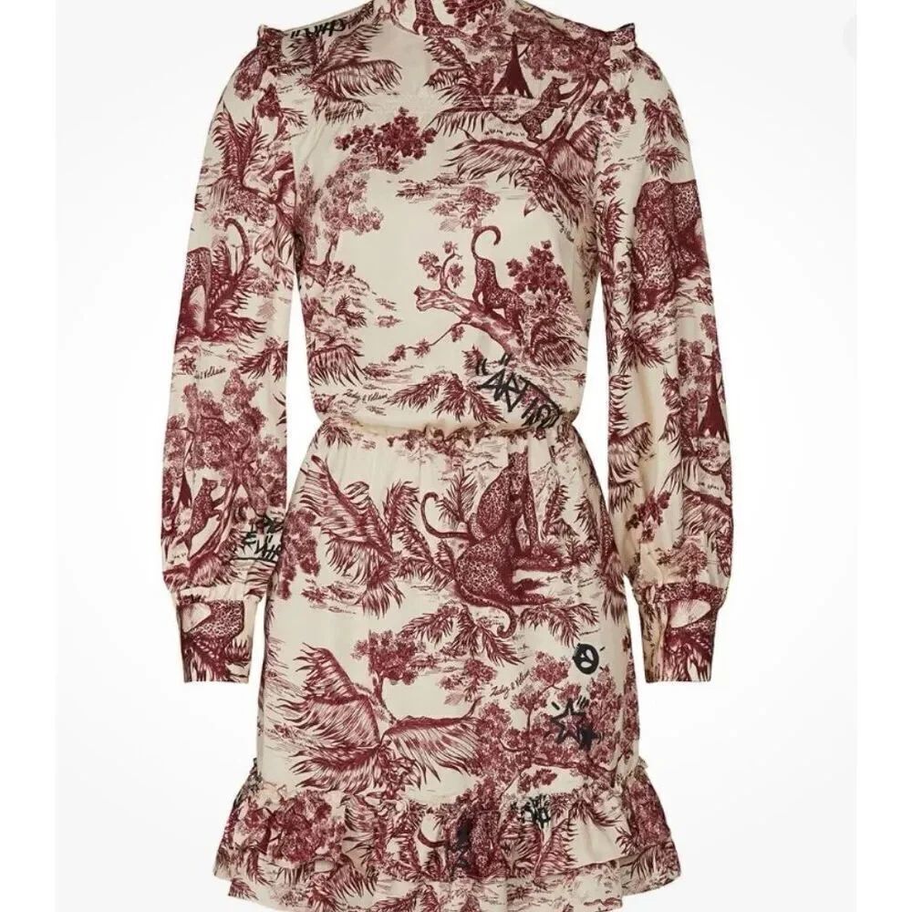 Zadig & Voltaire Womens Rocket Jouy Satin Floral Dress Size Small NEW
